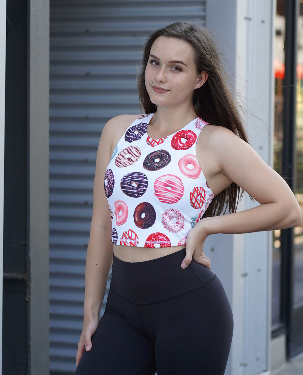 Donut Active Crop Top - White – Muscles and Donuts
