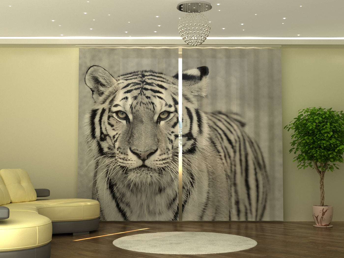 Fotogardinen White Tiger 290x245 Cm Interior Textiles Wellmira