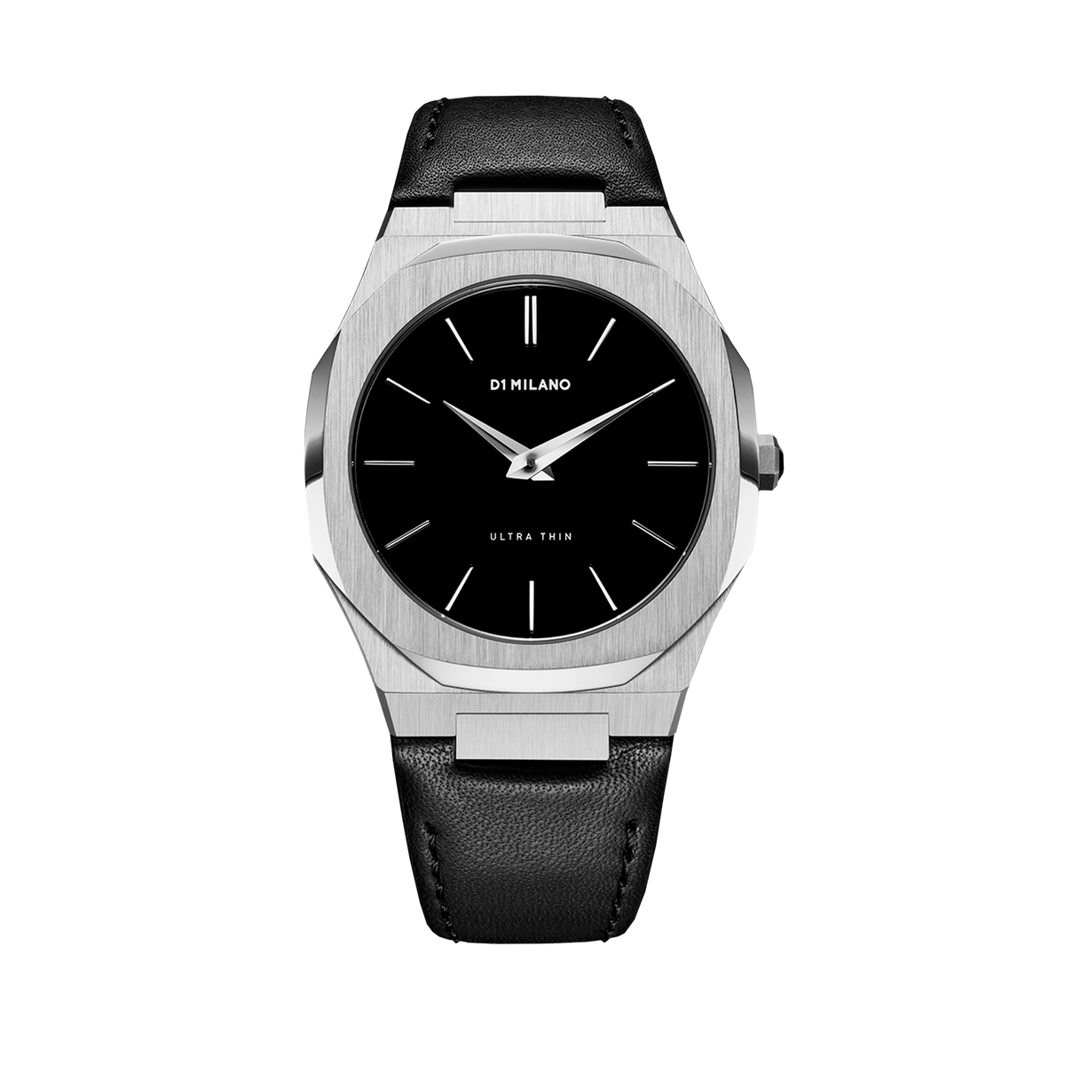 D1 Milano Watch Ultra Thin Leather 40 Mm In Black/silver