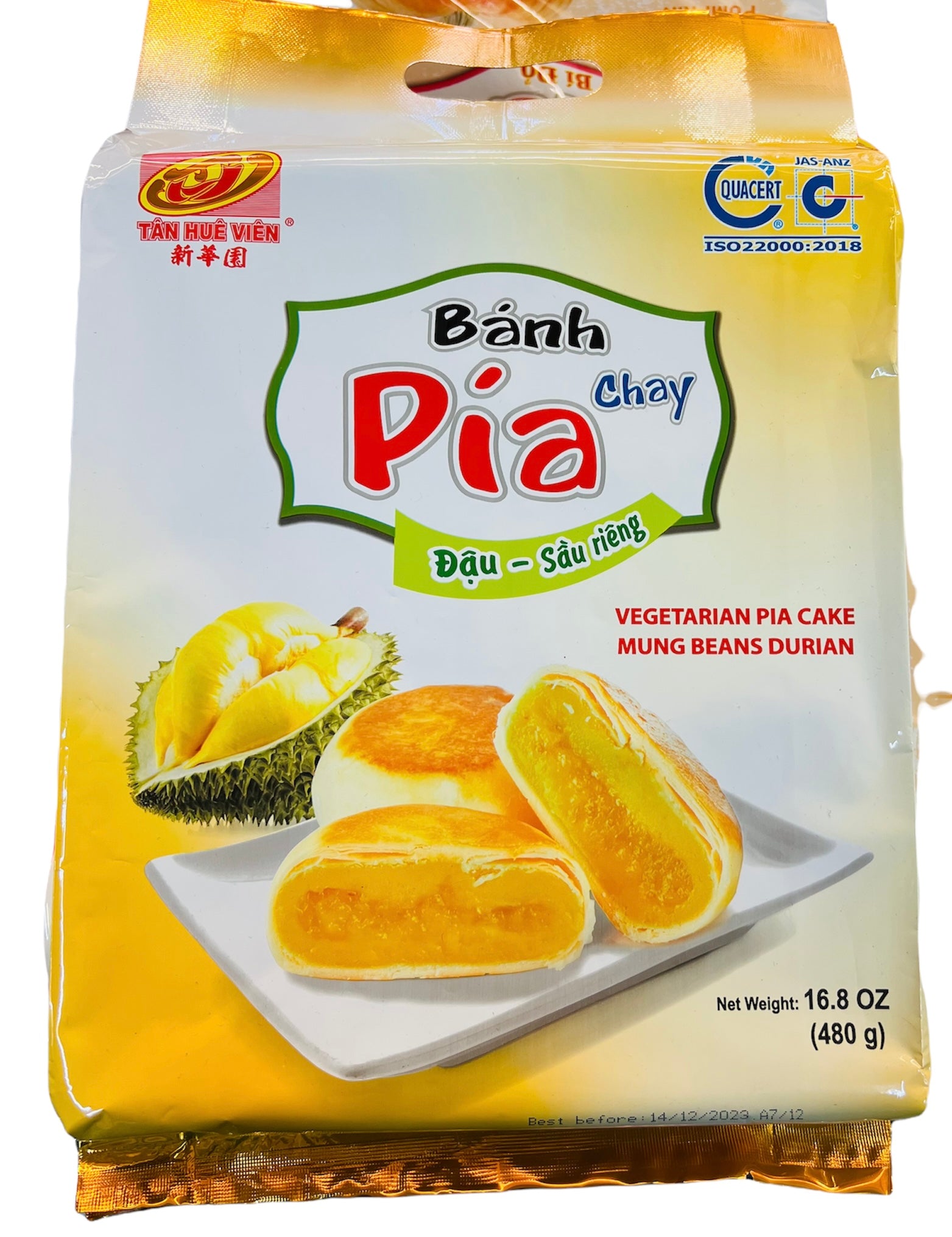 Pia Cake Mung Bean Durian Bánh Pía đậu Xanh Sầu Riêng Chay 480g