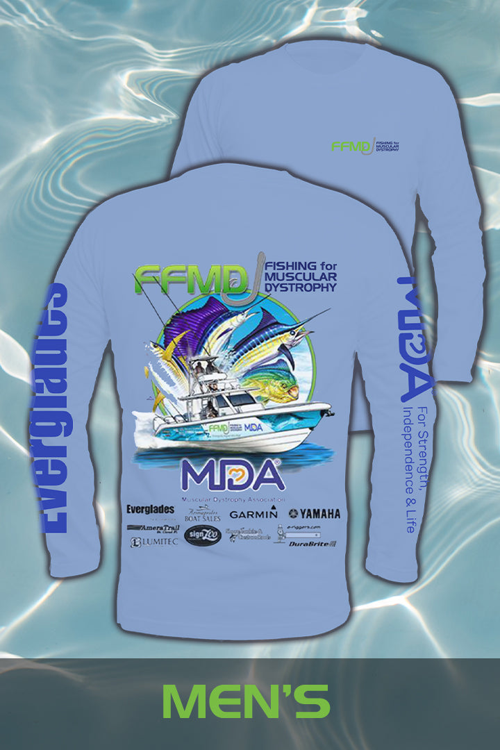 Long Sleeve FFMD Boat Sailfish Marlin Performance Shirt (Dri-Fit)- Gre –  Fishing for MD - Muscular Dystrophy