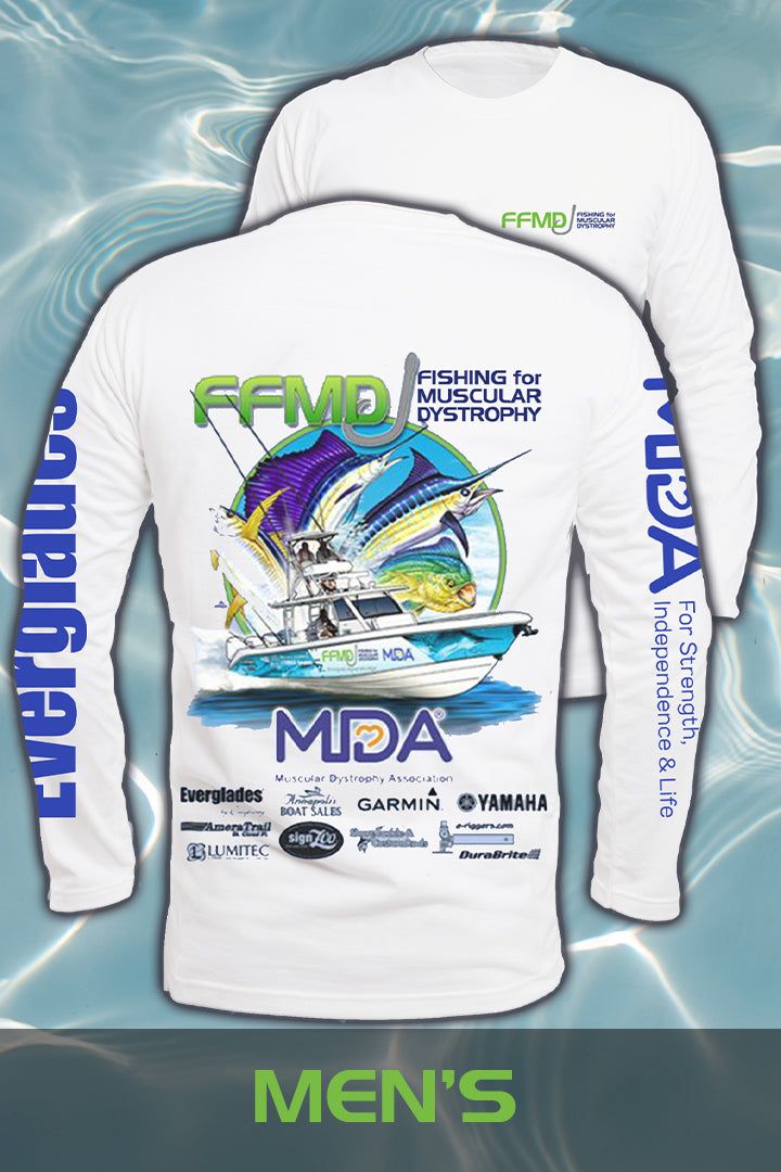 Short Sleeve FFMD Boat Sailfish Marlin Performance Shirt (Dri-Fit)- Wh –  Fishing for MD - Muscular Dystrophy