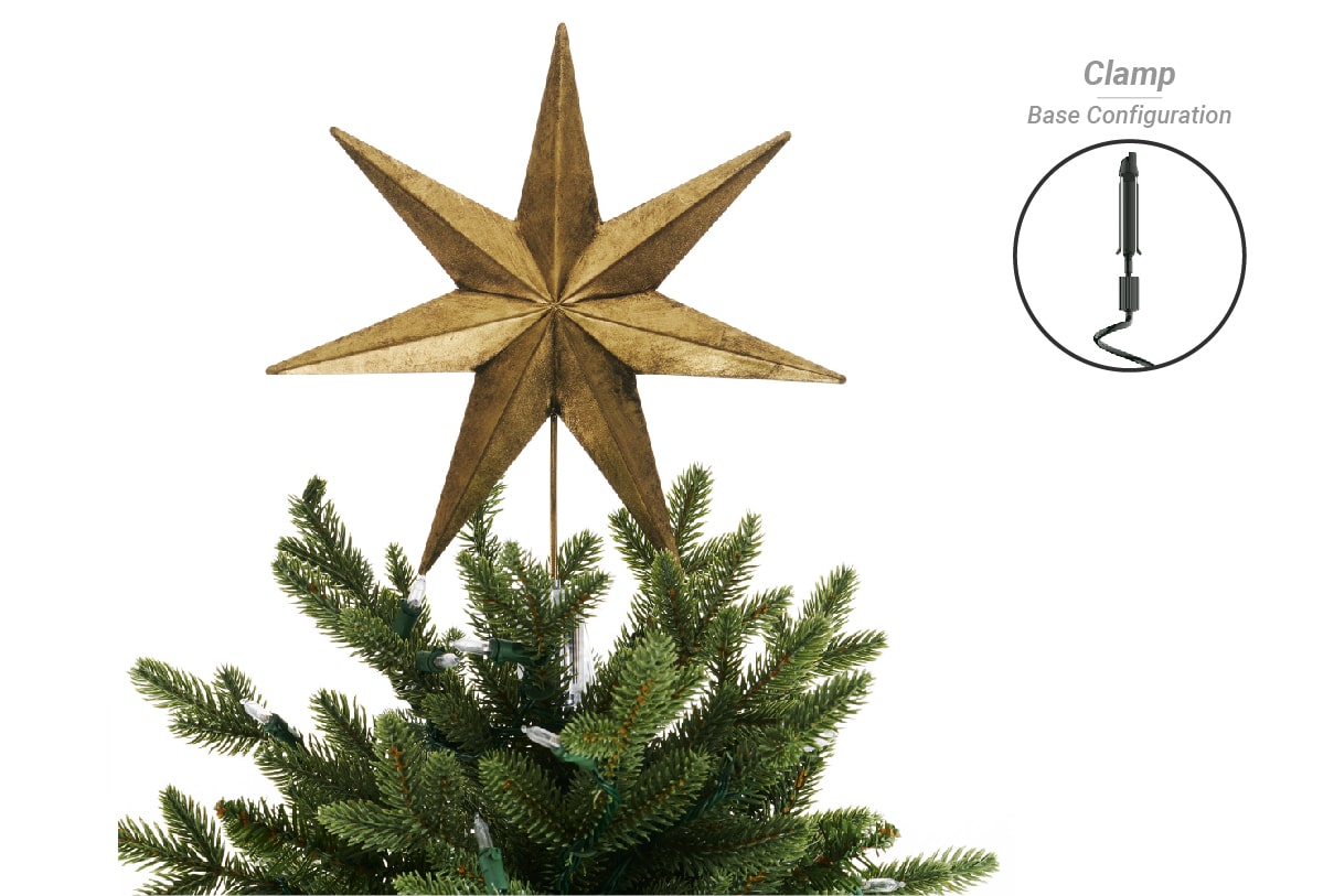 Brown Tan Gold Star Tree Topper with clip Base