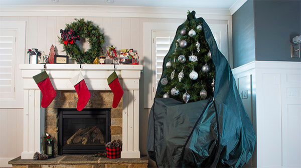Decorated Upright Christmas Tree Storage Bag from TreeKeeper Bags
