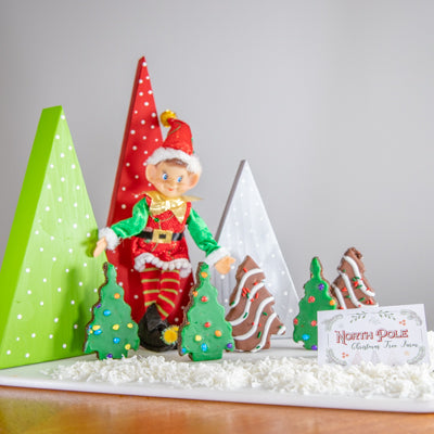 Elf on The Shelf Christmas tree farm with Little Debbie Christmas Tree Cakes