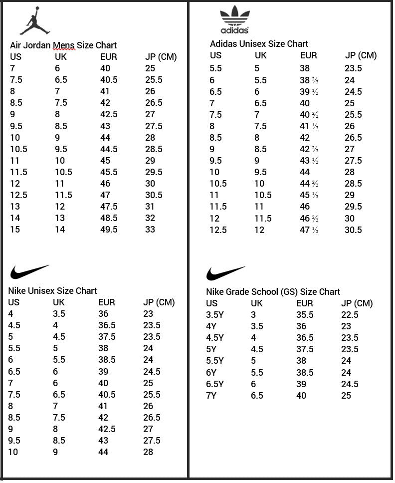 jordan toddler size chart