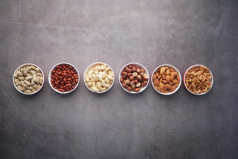 Bowls with assorted nuts so you can eat more protein.