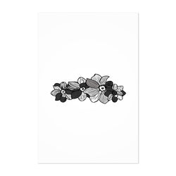 Black White Floral Illustration Print Canvas Metal Framed Wall