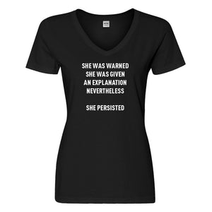 Womens She Persisted Venus Fist Vneck T-shirt – Indica Plateau