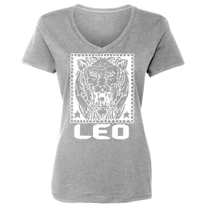 Womens Leo Zodiac Astrology Vneck T-shirt