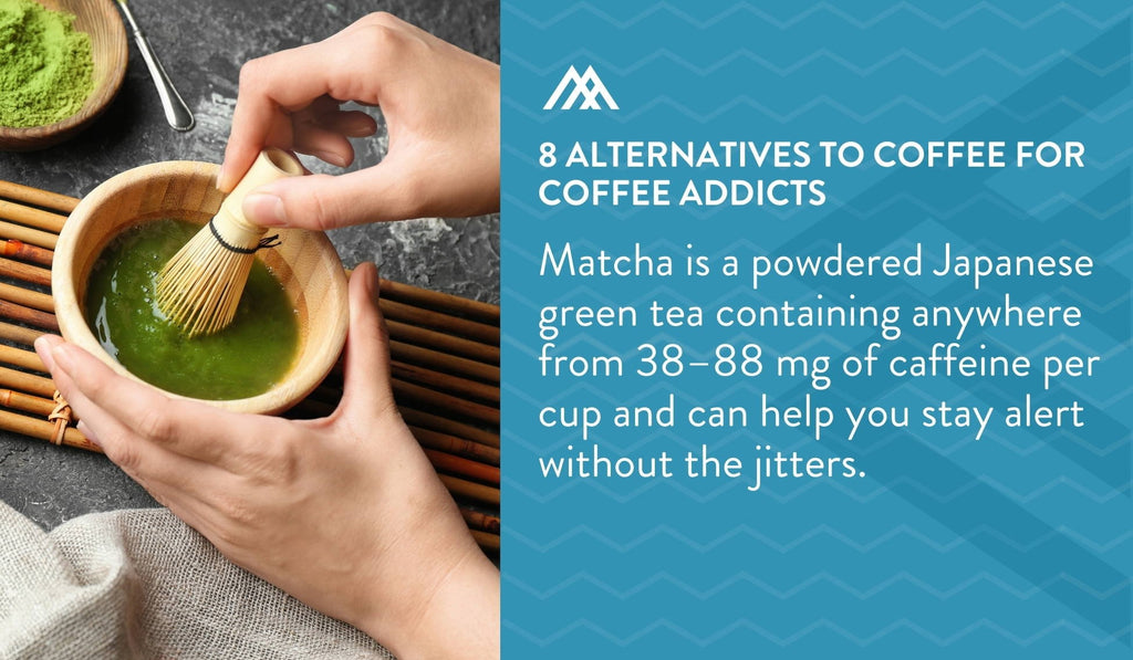 Matcha contains anywhere from 38–88 mg of caffeine per cup