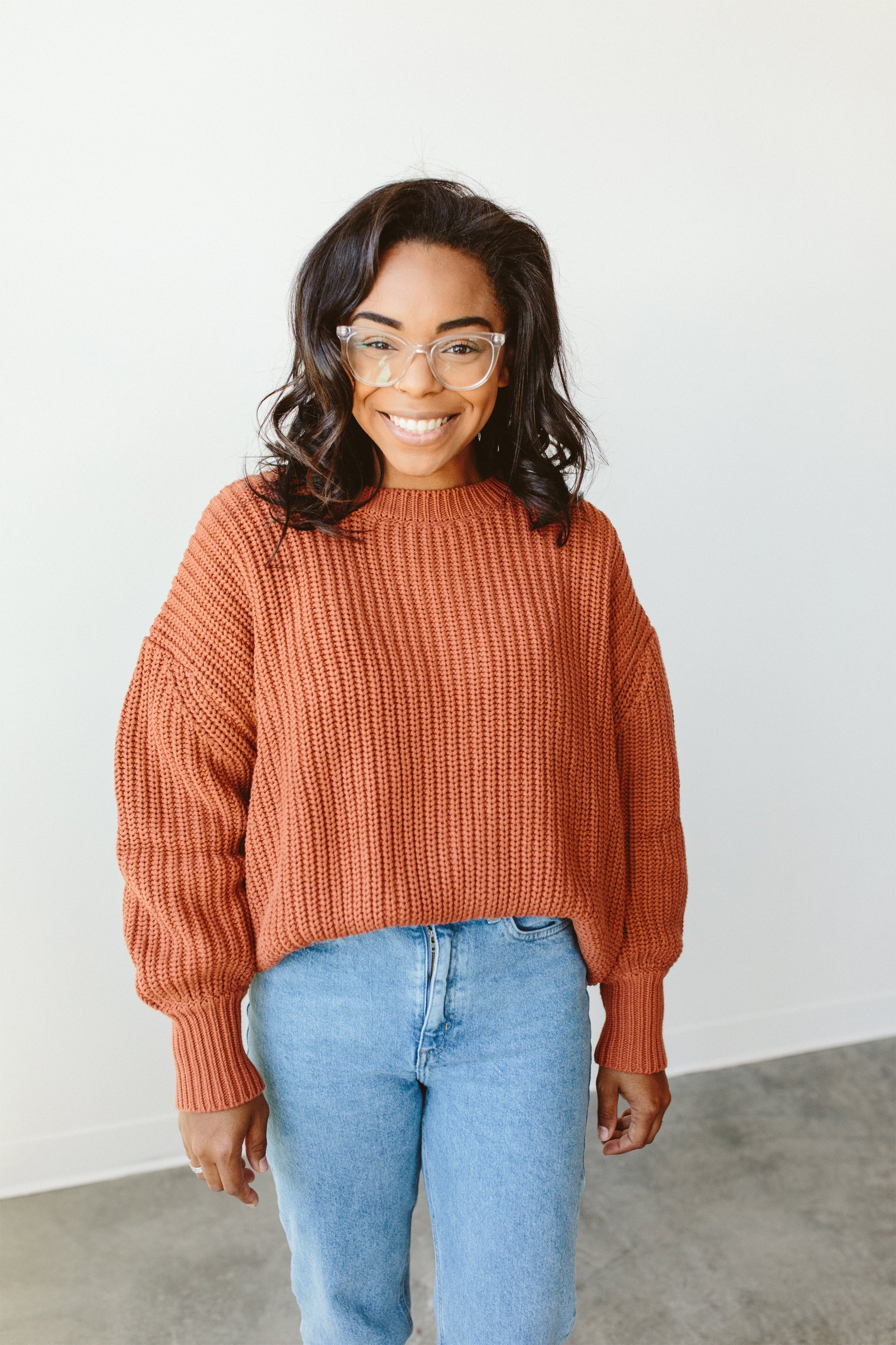 WOMENS CHUNKY KNIT SWEATER | CLAY