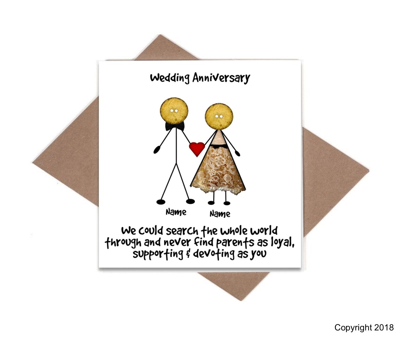 button head family - personalised parent anniversary card