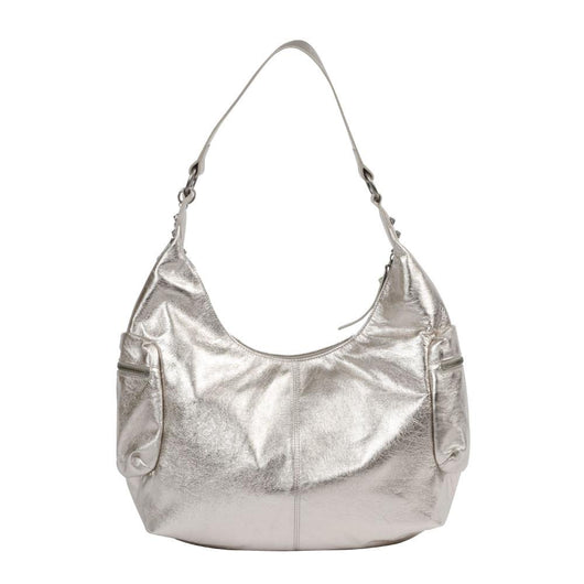 silver leather hobo bag