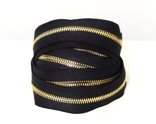 5 Metal Two-Way Zipper Tape - High End with Light Gold Teeth