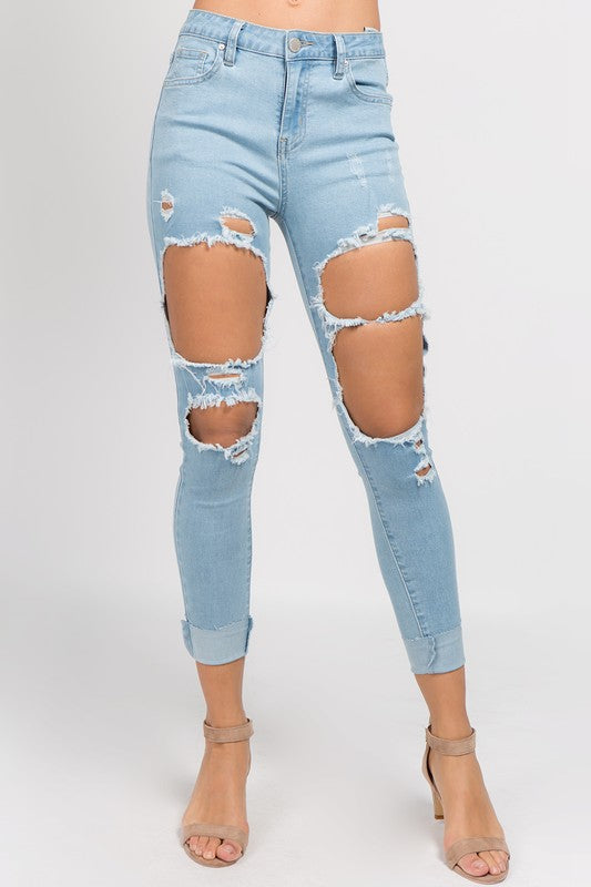 light destroyed jeans