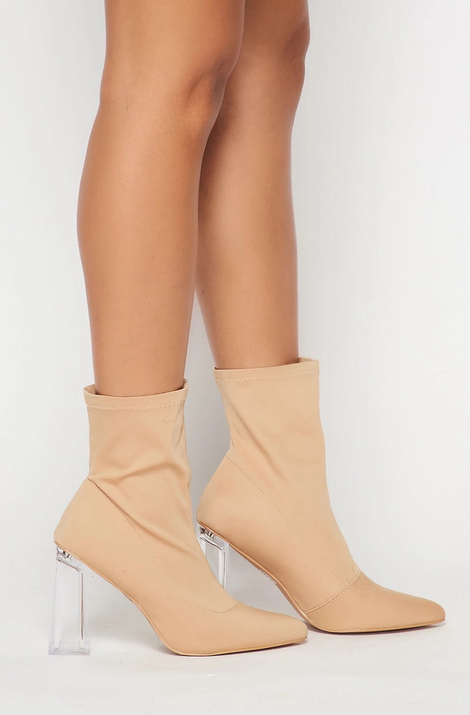 block heel sock bootie