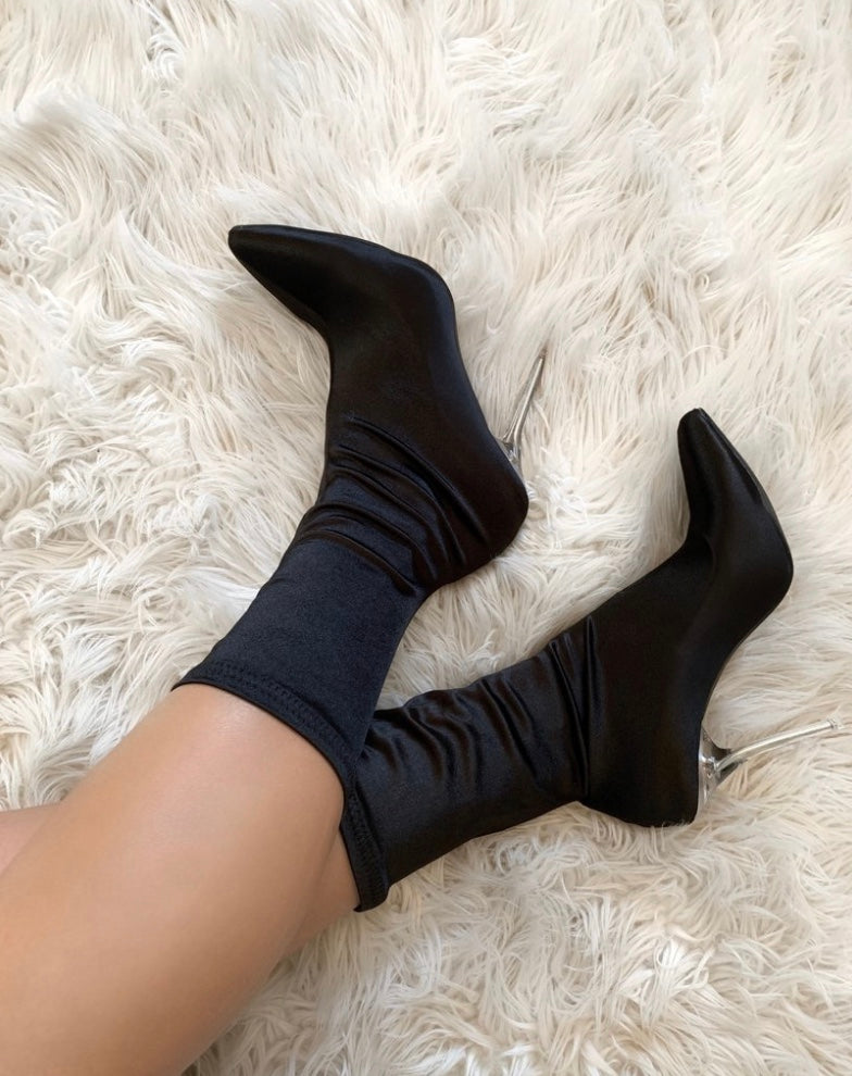 black satin booties