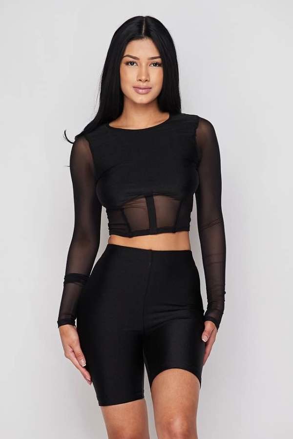 2 piece black short set