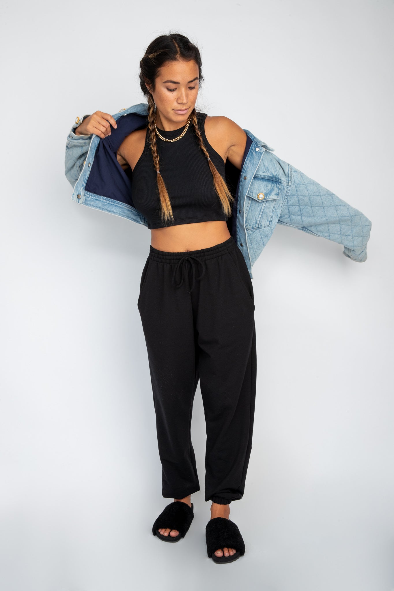 Monica Crop Ribbed - Black