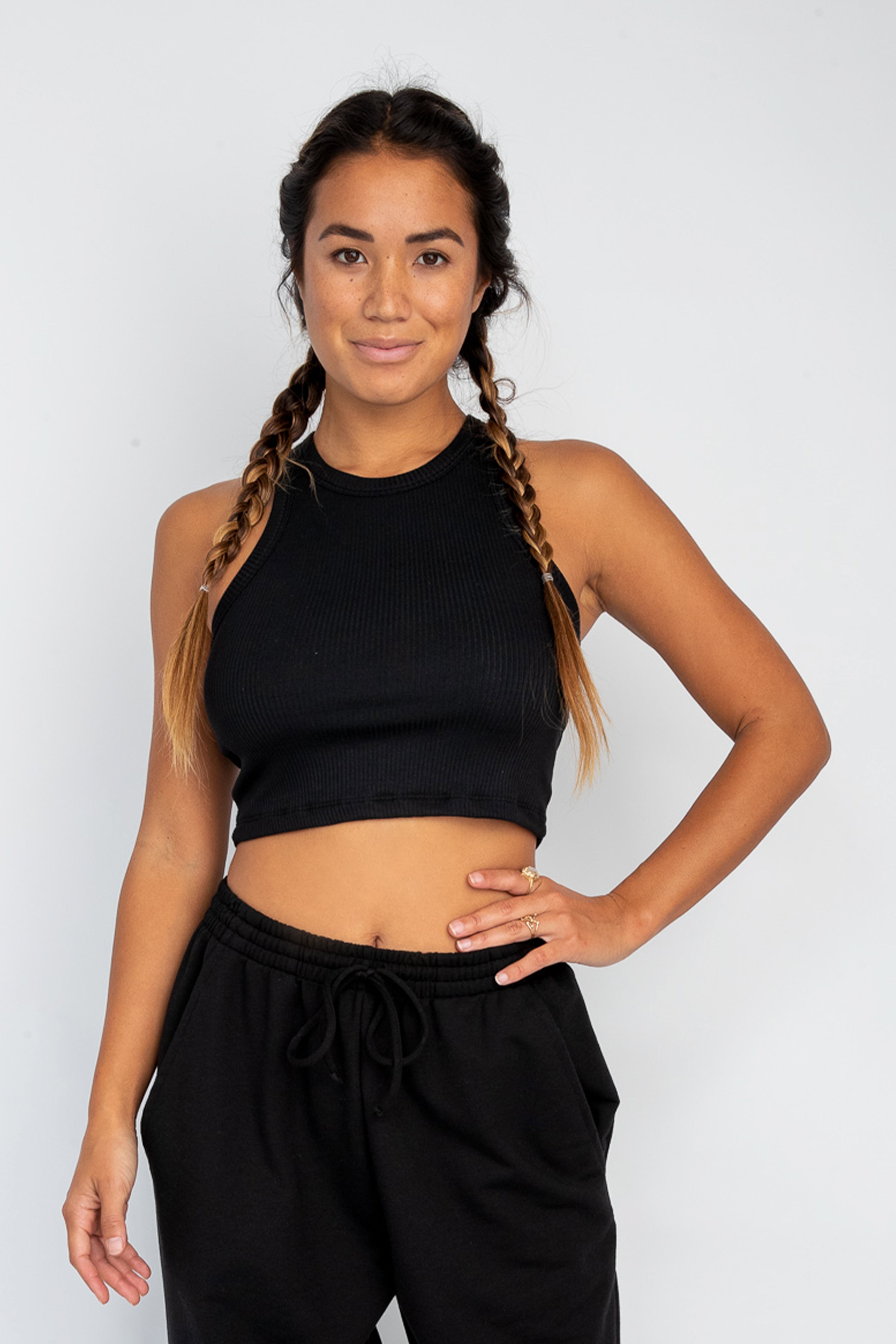 Monica Crop Ribbed - Black