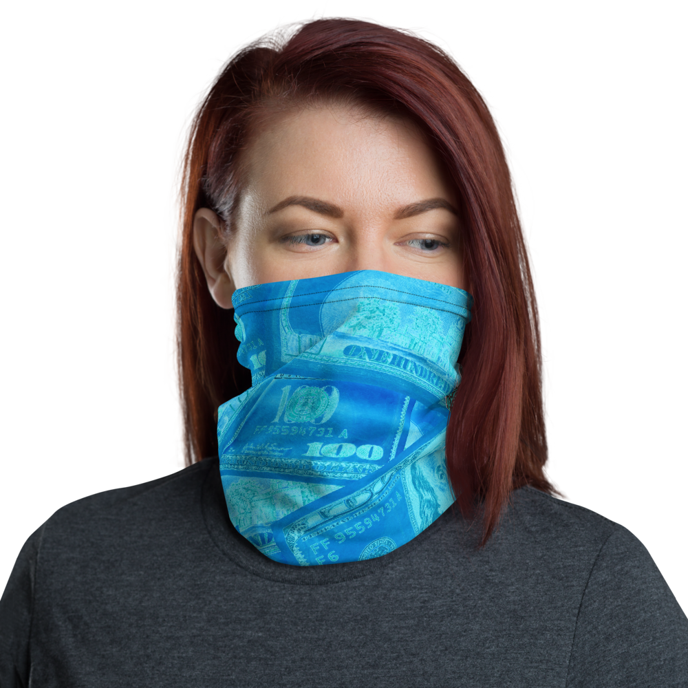CRXWN | Drip or Dye Custom All About the Money Print 3-in-1 UNISEX Face Mask BlueFace