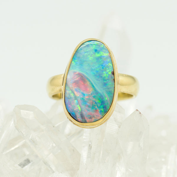 Boulder Opal Ring in 22k and 18k Gold