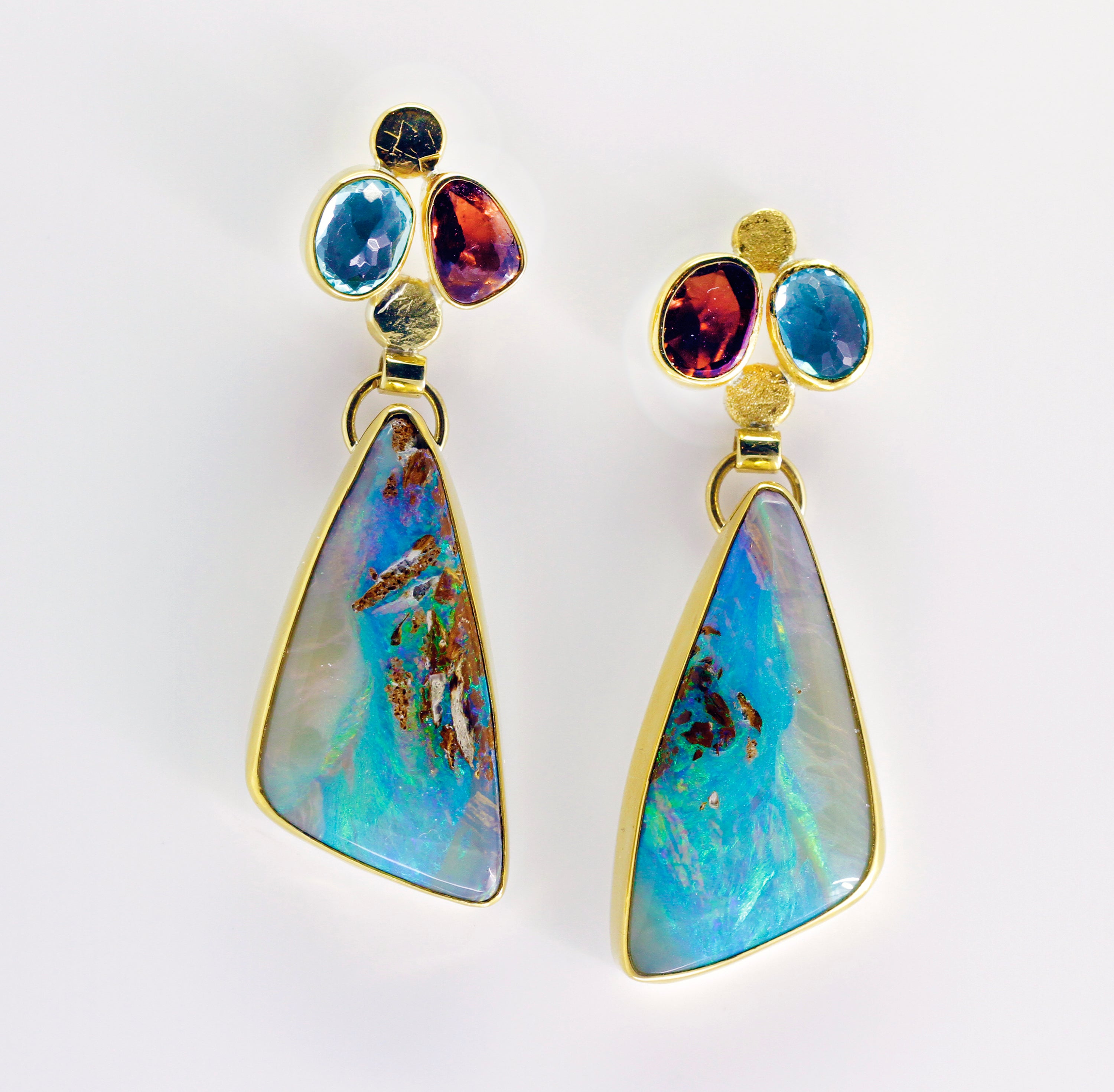 Boulder Opal Earring Apatite Natural Topaz