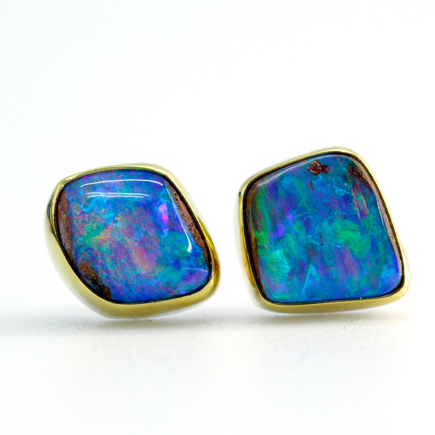 Boulder Opal Stud Earrings 22k Gold