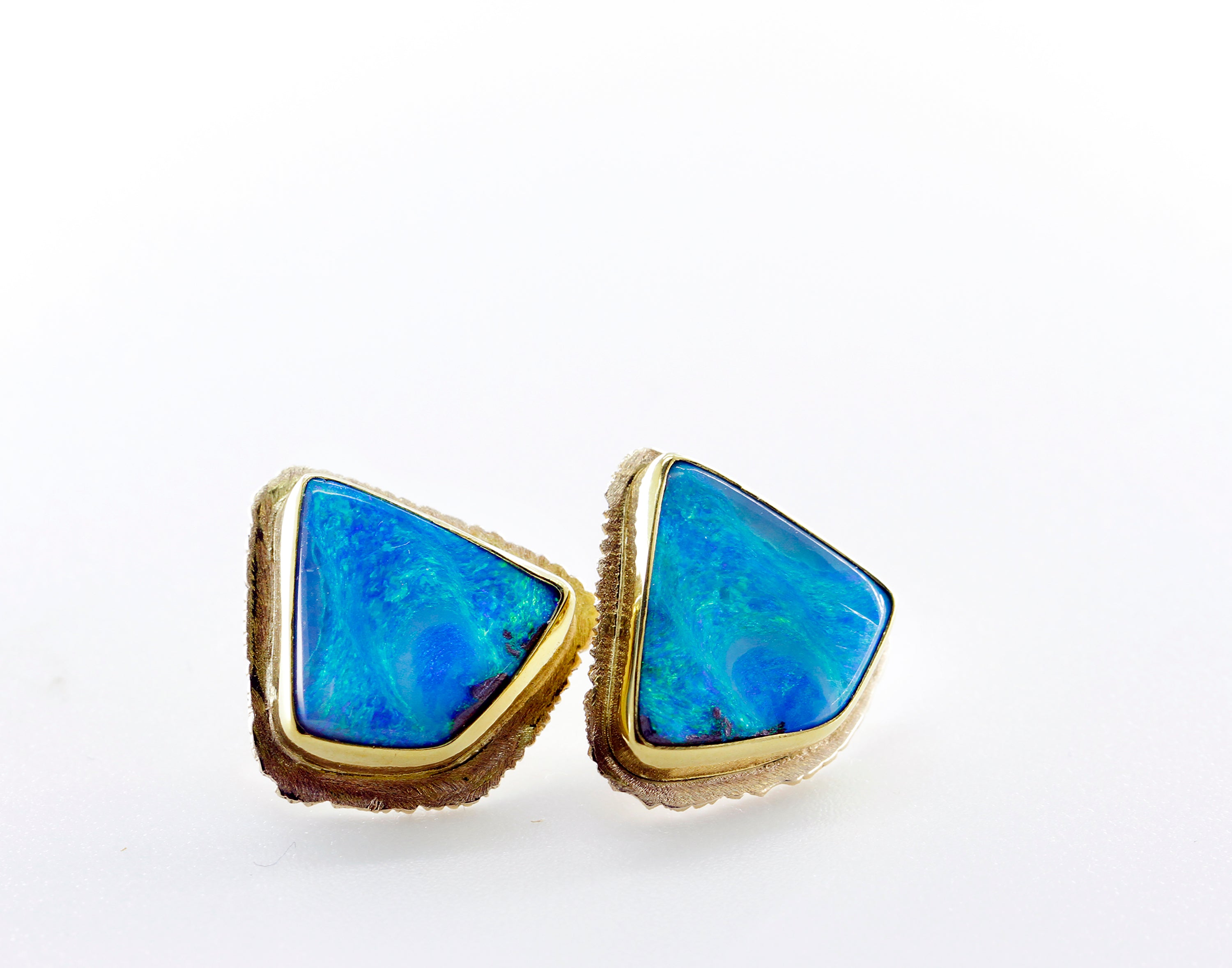 Boulder Opal Stud Earrings in 22k 18k Gold