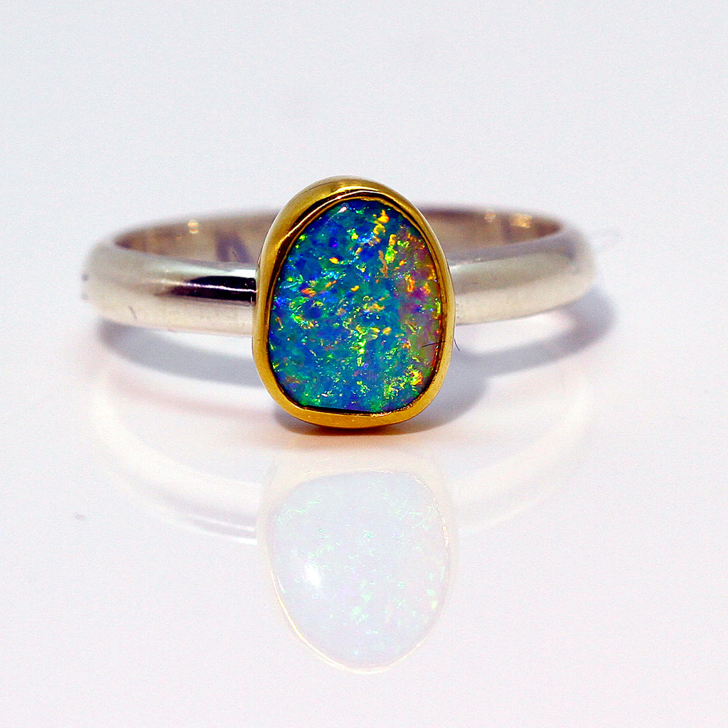 Boulder Opal Ring in 22k Gold and Sterling Silver – The Kalled Gallery