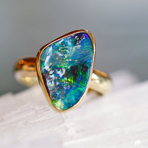 Triangle Boulder Opal Rings in Gold – The Kalled Gallery
