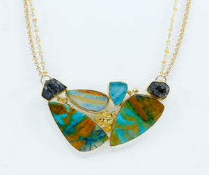 Jennifer Kalled Boulder Opal Chocolate Drusy Apatite Necklace 22k