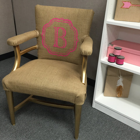 Monogram Burlap Chair - Reupholster Tutorial