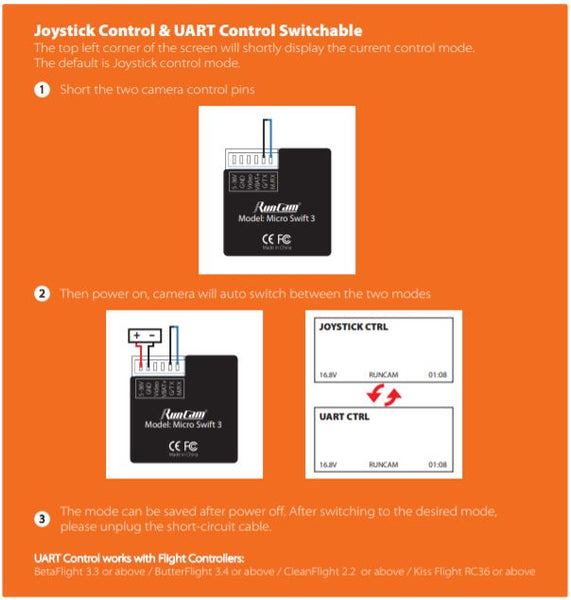 RunCam Micro Swift 3 V2 – Joystick control & UART control switchable