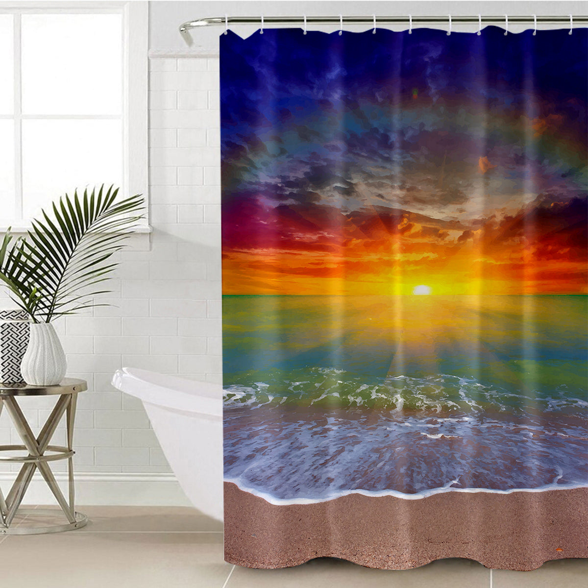 Coastal Passion Bathroom | Sunset At The Jetty Shower Curtain