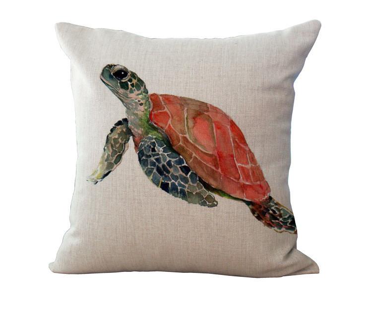 Coastal Passion Pillow Cover | Ocean Turtle Pillow Cover