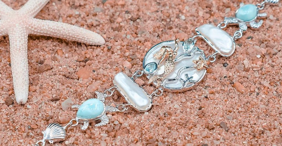 Mermaid And Sea Turtles Larimar Bracelet Coastal Passion