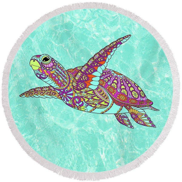 The Original Sea Turtle Spirit Round Beach Towel - Coastal Passion