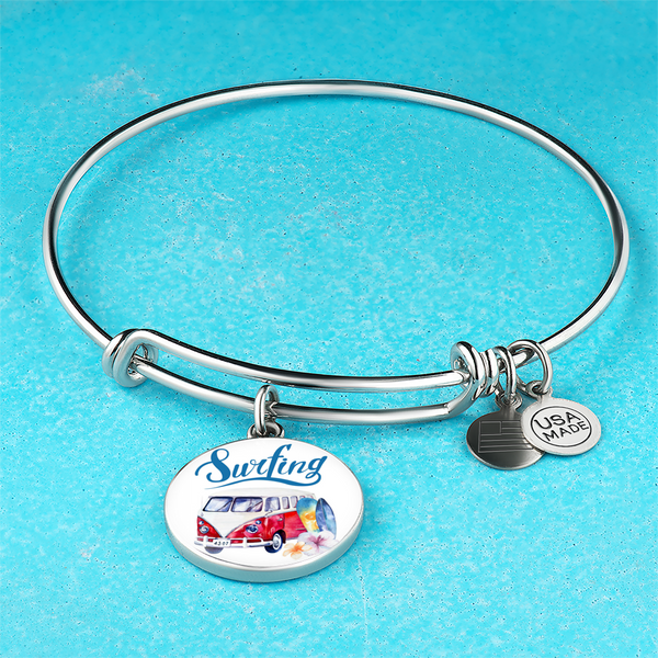 VW Bus Surfing Bangle Bracelet 