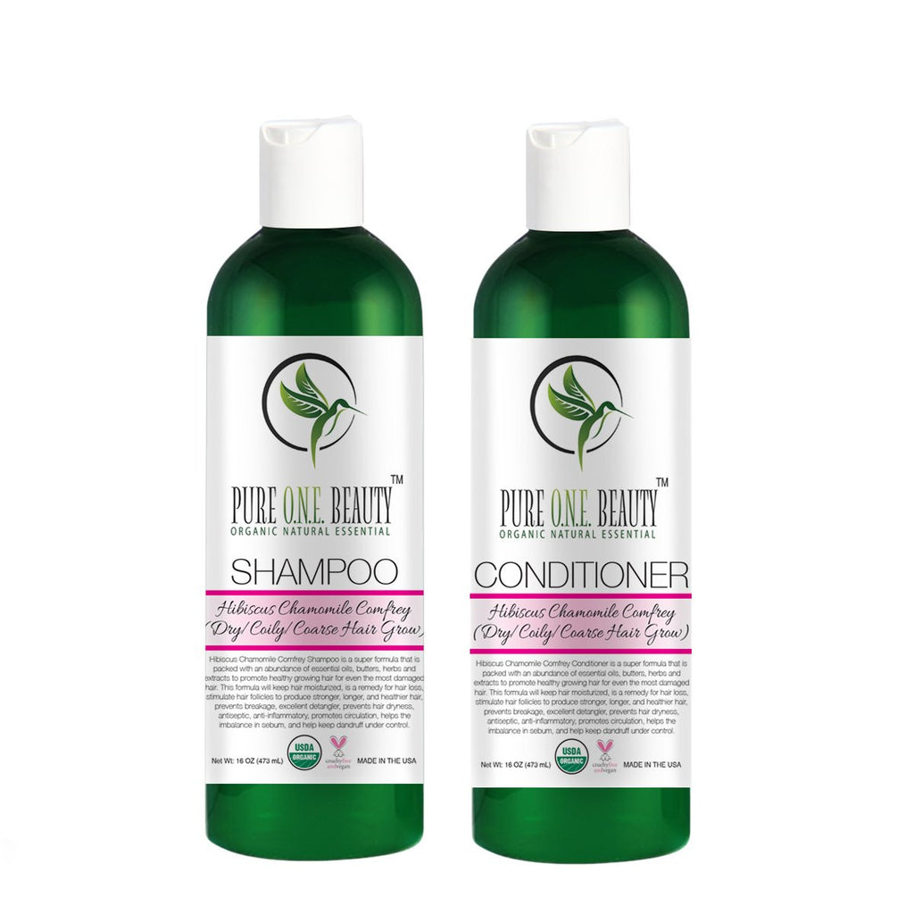 Hibiscus Chamomile Comfrey Dry Coily Coarse Hair Grow Shampoo