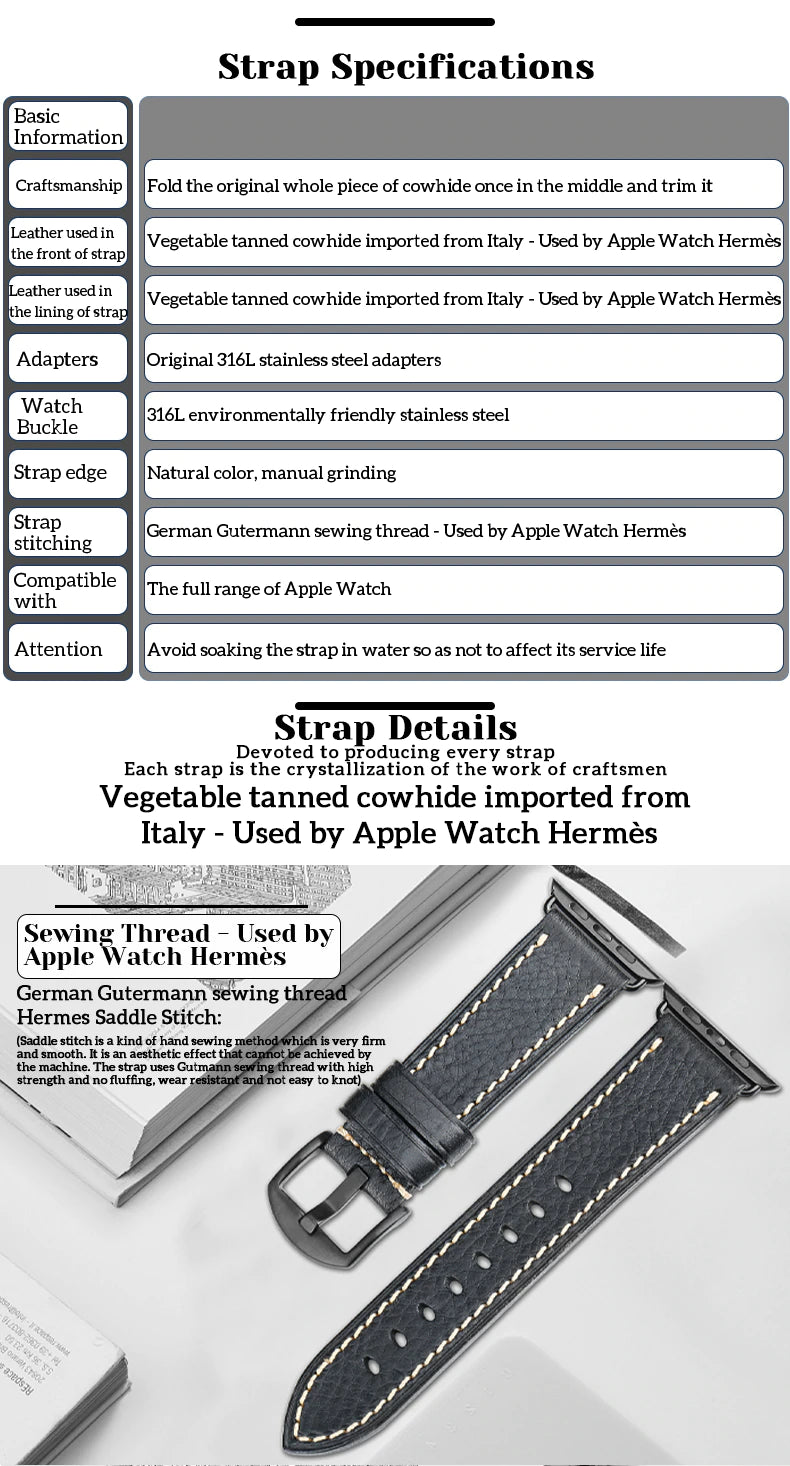 Furper APL4066 Premium Genuine Leather Apple Watch Straps Replacement For 44MM 40MM 42MM 38MM All Series