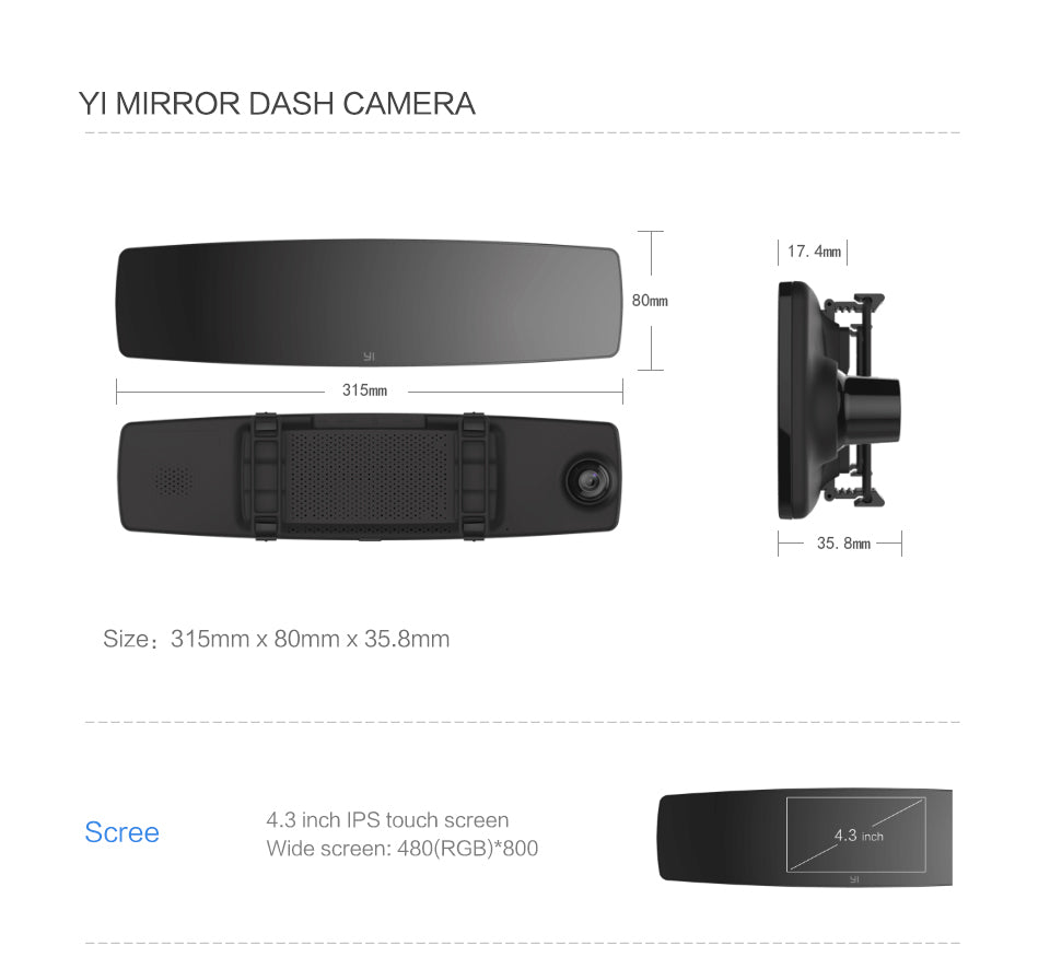 Yi Mirror Dash Camera Recorder India 