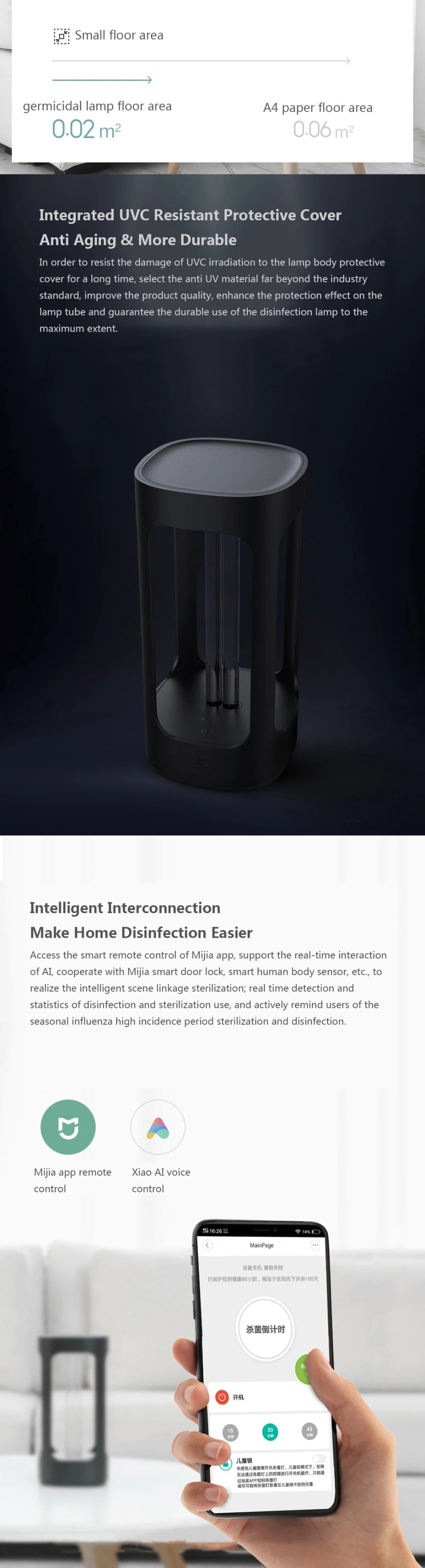 xiaomi mijia uvc sterlization germs bateria virus lamp in india