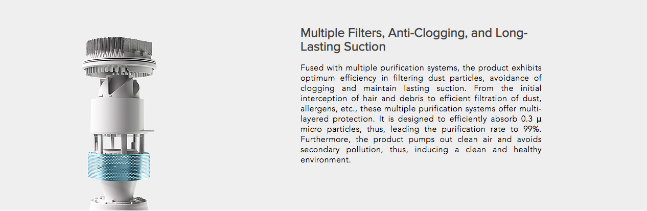 Multiple Filters, Anti-Clogging, and Long-Lasting Suction