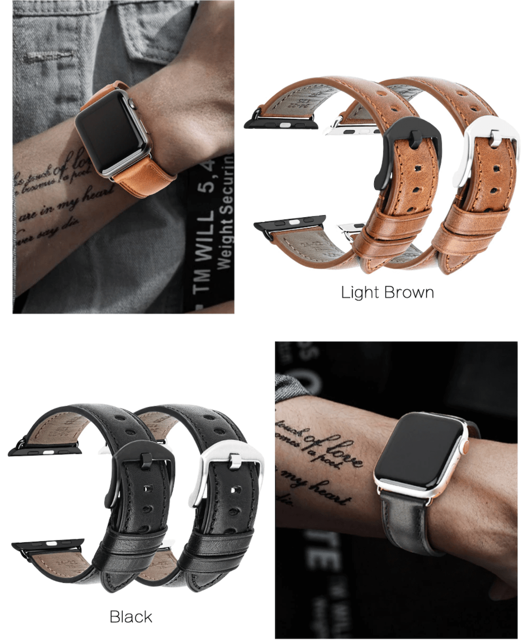 Genuine leather apple watch premium high quality black straps in india