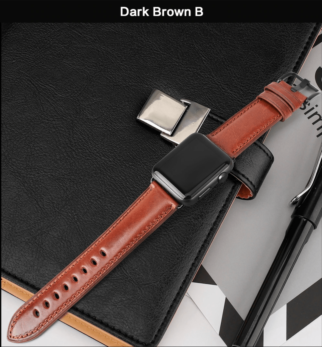 Genuine leather apple watch premium high quality dark brown straps in india