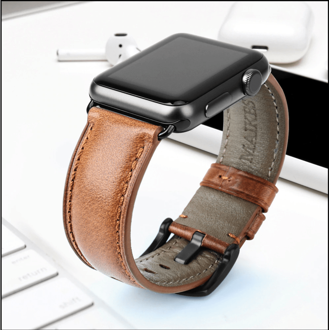 Genuine brown original leather apple watch premium high quality straps in india