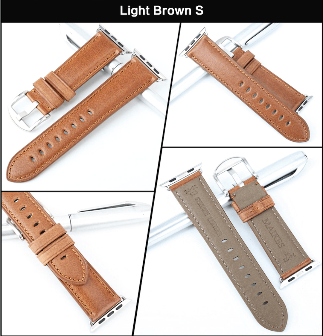 Genuine light brown original leather apple watch premium high quality straps in india
