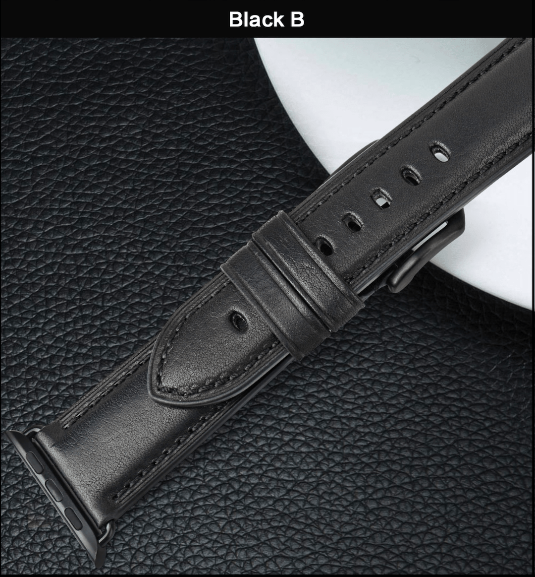 Genuine black original leather apple watch premium high quality straps in india